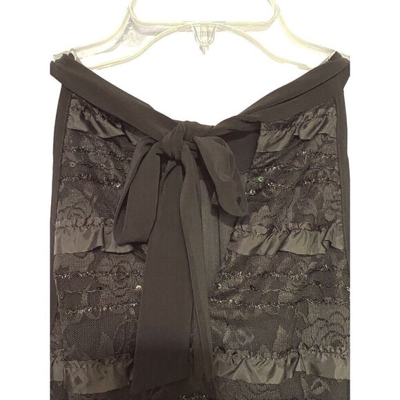 R & M Richards Dressy Black Halter Blouse Lace Ruffle Sparkle Women's Medium NWT - Picture 4 of 9